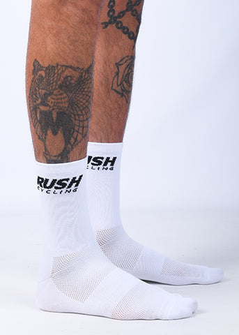 RUSH CYCLING WHITE LOGO SOCKS